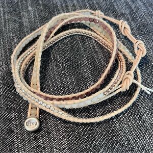Lizou Multi Wrap Bracelet in Taupe/Rose gold